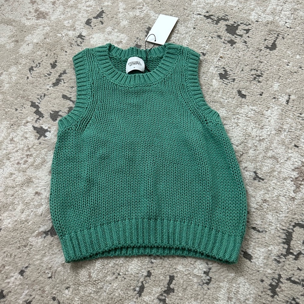 Green Sleeveless Knit Sweater